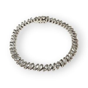Diamonique Marquise Sterling Tennis Bracelet CZ Cubic Zirconia 925 Silver 7.5"